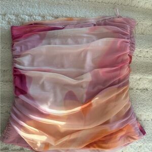 Dynamite Pink and Orange Ruched Tube Top